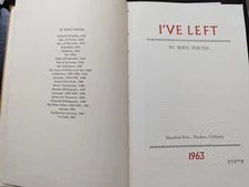 I've Left   A manifesto Bern Porter hardcover 1963 Marathon Press rare