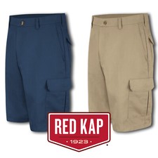 Red Kap Men's Cotton Cargo Shorts Navy / Khaki Industrial Work Uniform PC86