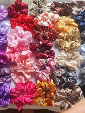 Joblot 60 pcs Mixed colour silk scrunchies hair elastics NEW wholesale