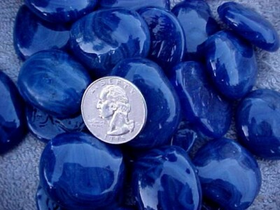 20  DEEP BLUE SWIRL JUMBO GLASS GEMS MOSIAC TILES  $12.99 POST PAID W13