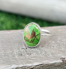 925 Sterling Silver Green Turquoise Gemstone Ring Handmade All Size Ring RN80