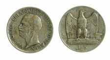pci4651) Vittorio Emanuele III  (1901-1943) - 5 Lire Aquilino 1928 *