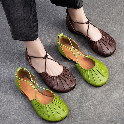 Mary Jane Women Genuine Leather Ballet Flats Loafer Sandals Moccasin Comfortable