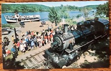 Postcard CT Essex Steam Train and Riverboat 