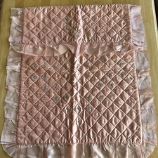 Babyfair Nursery Bedding 26.5 X 24.5 Pink Quilted Embroidered Flowers