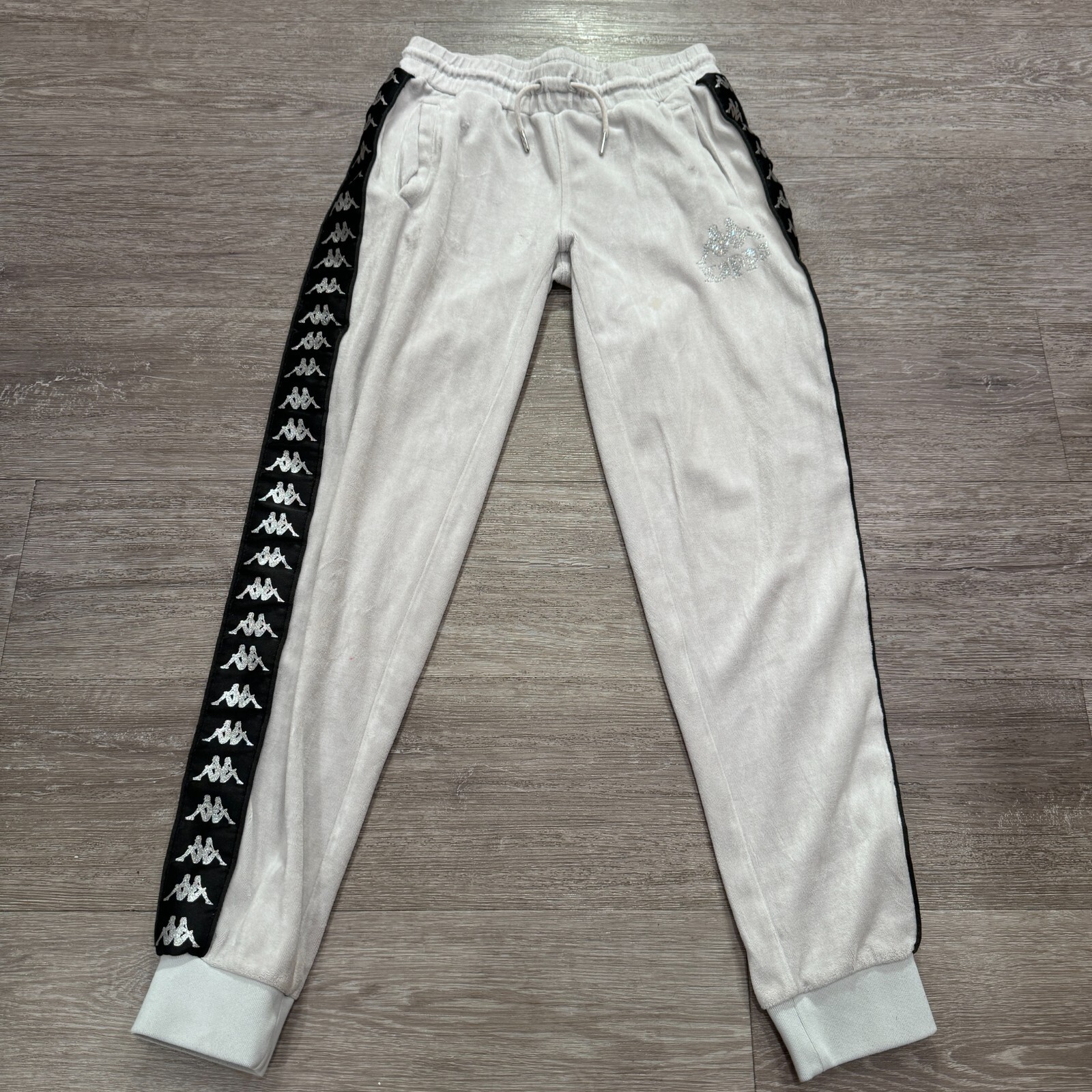 Kappa Joggers Womens Medium Drawstring Logo All Over Print 26x30 Terry Lounge-image
