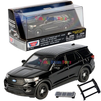 Motormax 1/43 2022 Ford PI Utility Police SUV Blank Black Slicktop
