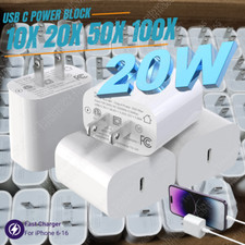 Lot 20W PD Type USB-C Fast Charger Adapter Block For iPhone 16 15 14 13 12 Cube