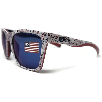 Costa Del Mar Panga Sunglasses Shiny White Firework Polarized Blue Mirror 580P