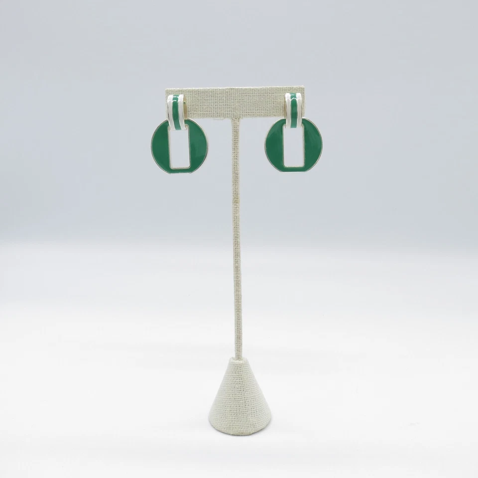 Pendientes colgantes Chaps Door Knocker esmalte verde audaz retro funky vanguardista Foto 4 de 4