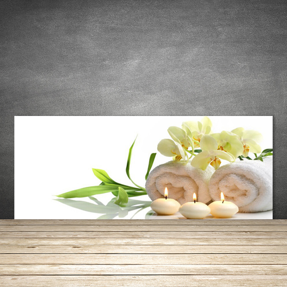 Crédence de cuisine en verre 125x50cm imprimé bougies et fleurs