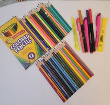 Crayola Colored Pencil Set Plus a 18 Other Variety of Brands & Markers in Case