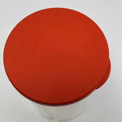 Tupperware 3-in-1 Divided Round Twist & Pour Canister Orange Lid