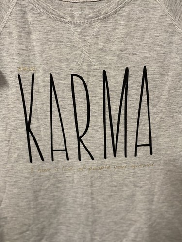 Grayson Threads Women's Dear Karma Shirt L Light Grey Heather - Picture 2 of 3