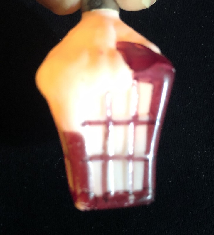 Antique Vintage Hand Painted Glass Lantern Christmas Light Bulb C6 WORKS