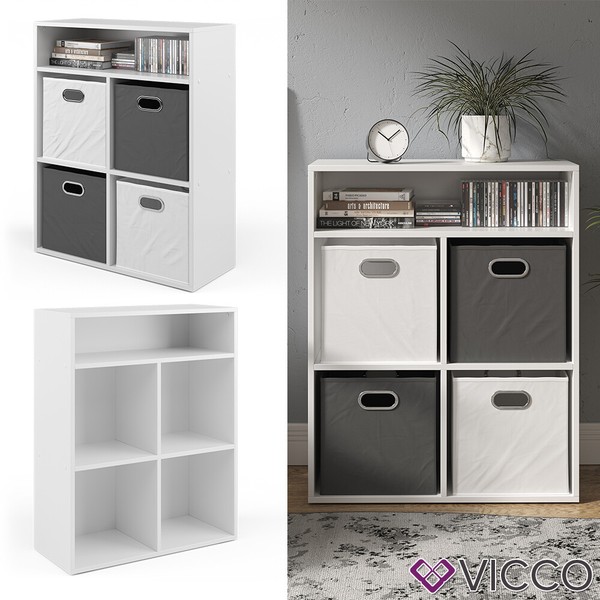 BüCherregal FüR 4 Faltboxen Aktenregal Aktenschrank BüRoregal Standregal Vicco-image