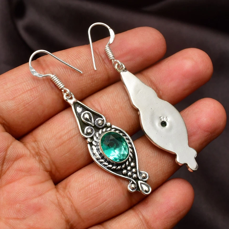 Orecchino gioiello fatto a mano in argento sterling 925 con pietra preziosa t... - Immagine 4 di 4