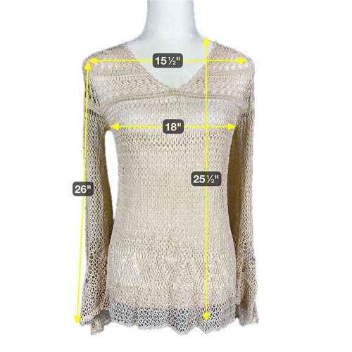 Vintage Y2K Express Handknit Crochet Top Womens M Flare Fairy Grunge Coquette - Picture 9 of 9