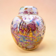 Masons Fruit Basket Ginger Jar Vase Ironstone China Mother of Pearl Effect - VGC