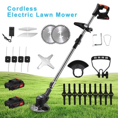 Electric Cordless Grass String Trimmer Lawn Edger Weed Wacker Cutter + 2 Battery