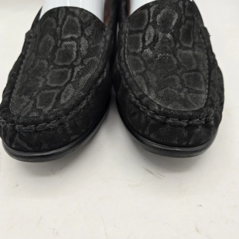 Mocasín SAS Simplify para mujer talla 9 M cuero negro serpiente sin cordones zapato trípode Foto 3 de 4