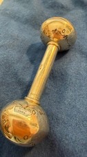 VINTAGE STERLING SILVER BABY RATTLE. 3.25" - 19g - scallop decoration Nice 