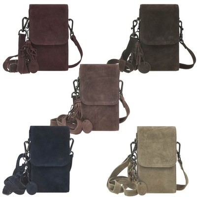 Bear Design Handytasche zum Umhängen 9 Kartenfächer Suede Robbie   Velourleder