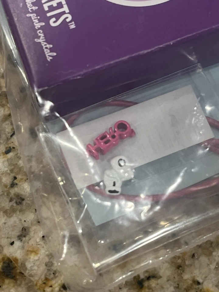 Breast Cancer Awareness Stretch Bracelet Set Origami Owl Pink Stones 2 Charms - Image 2 of 4