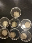 Lot Of 7 90% Silver Quarters (5) Barber Quarters And (2) Standing Liberty Quart