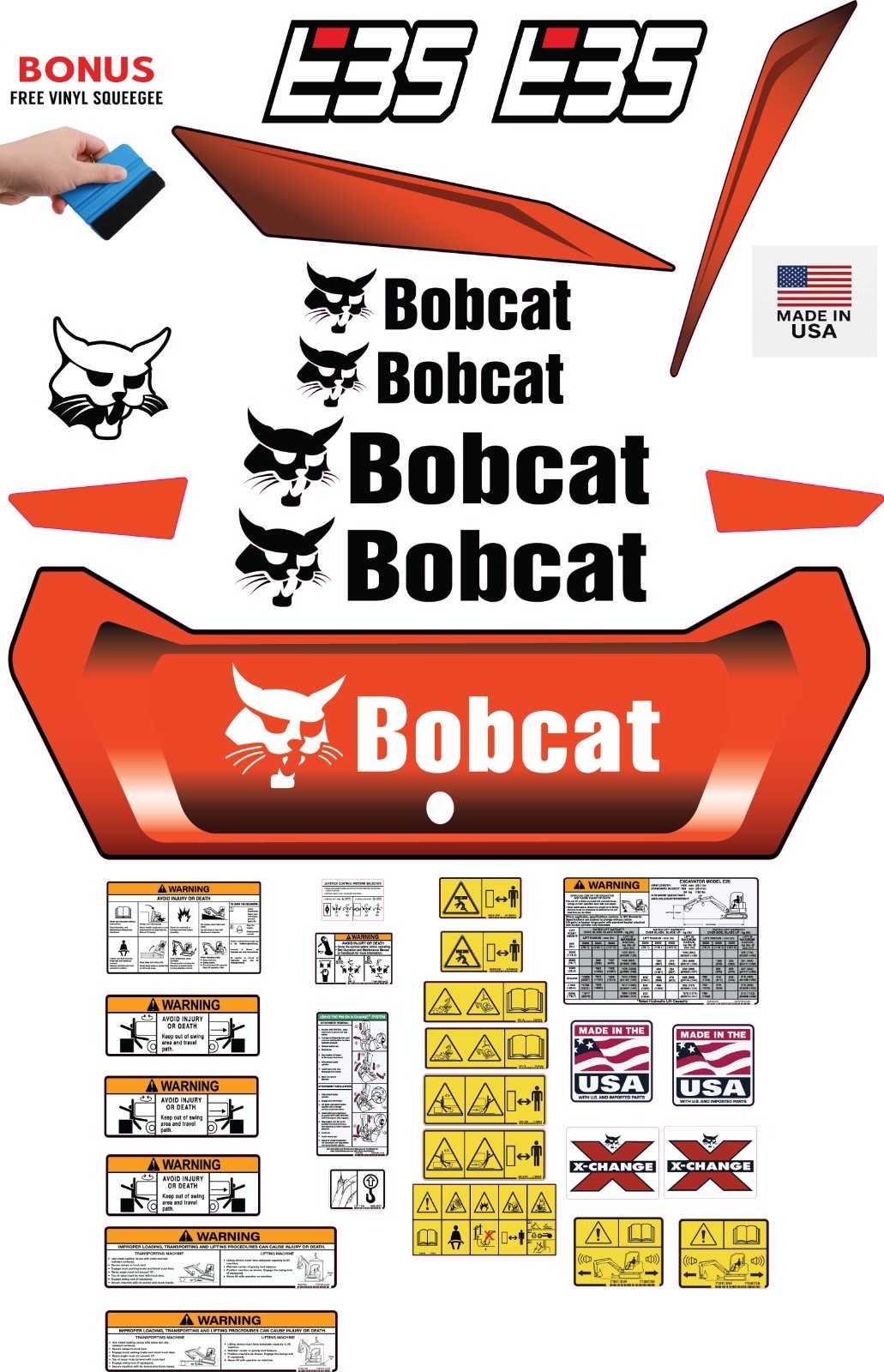 Fits Bobcat E35 Decal Kit MINI EXCAVATOR (NEW VERSION) 3M VINYL /FREE SHIPPING