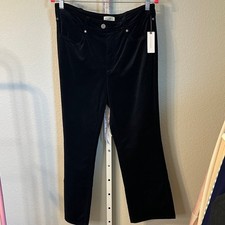 Pilcro Anthropologie Black Velvet Straight Leg Pants Size 30
