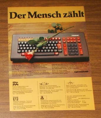 Rare Advertising DATASAAB Personal Computer Terminal Scania Man Counts 1977