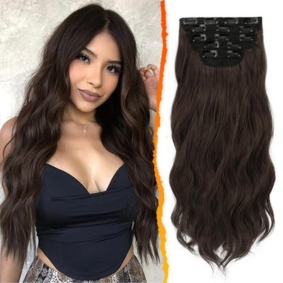 Clip in Extensions, 5 PCS Lange Wellige Clip in Haarverlängerungen Dickes Nat...