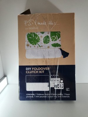New Open Box PS I Made This DIY Foldover Handbag Clutch Purse Kit Paint Stencil