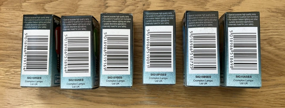 6x Crompton 25W SES E14 250Volt PYGMY Sign Lamp 25 Watt Bulb Multicoloured - Image 4 of 4