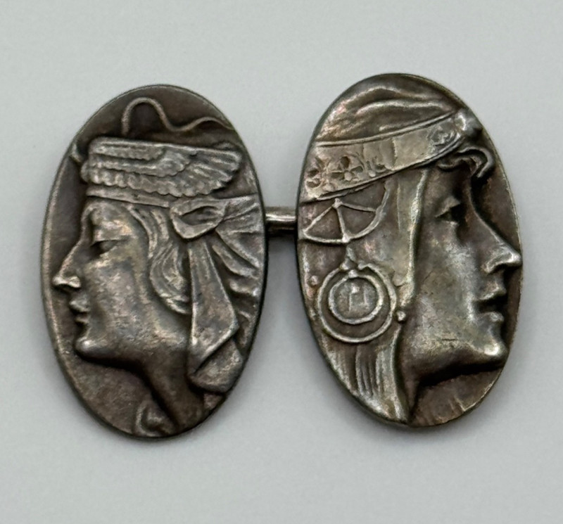 SINGLE Antique Unger Bros Unsigned Sterling Silver Art Nouveau Woman Cufflink