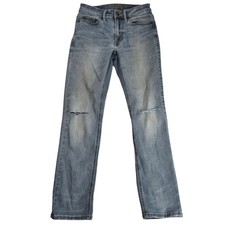 Pantalones de mezclilla American Eagle ajustados extremos flexibles para hombre 26x28 desgastados hasta la rodilla lavado Thrash