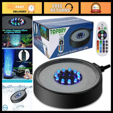RGBW Aquarium Bubble LED Lights - Remote Controlled Air Stone Disk, 16 Colors, 4