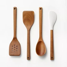 4pc Wood Kitchen Utensil Set Brown - Figmint™: Wooden Cooking Utensils