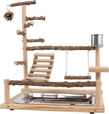 Vogelspielplatz, Holz-Spielständer, 1 Set, Vogelschaukel, Bírd Gym, E