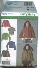 SIMPLICITY 3627 MISSES' Jackets SZ 6-14 UNCUT 2007