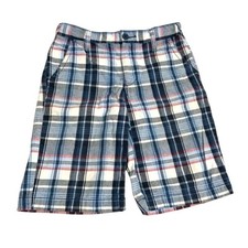 Boys Old Navy Check Plaid Chino Shorts Blue White Red Size 10