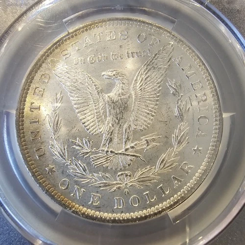 🔥REV CRESCENT RIM TONED 👀🔥1884-O CAC MS-63 Morgan Silver Dollar Beautiful