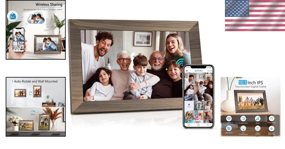 Elegant 10.1” Digital Photo Frame with Auto-Rotate & Photo Pairing Feature - Image 2 of 4