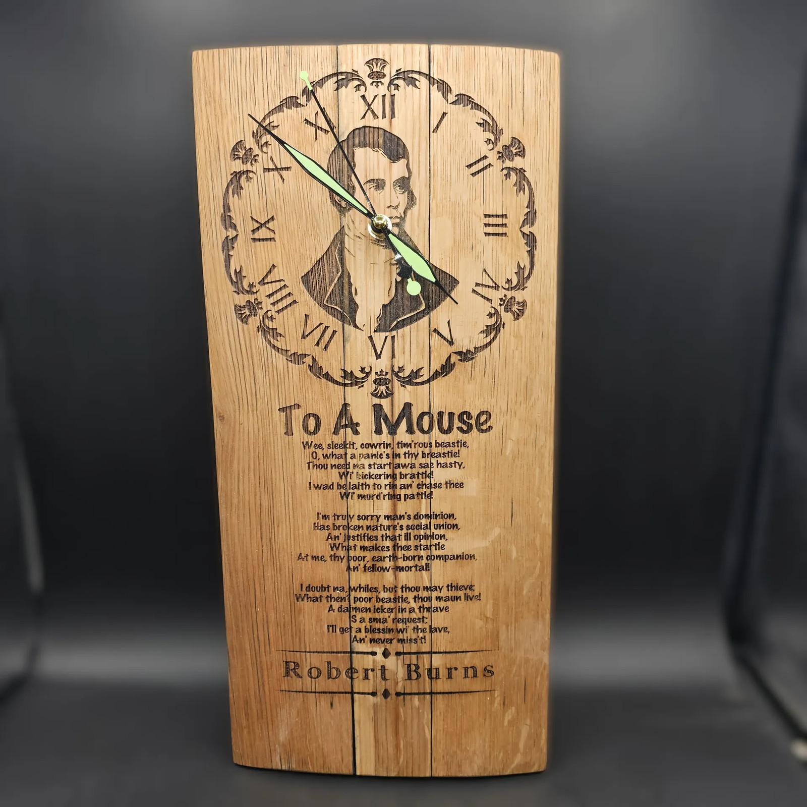 Robert Burns Clock - Handmade Heritage Wood Craft