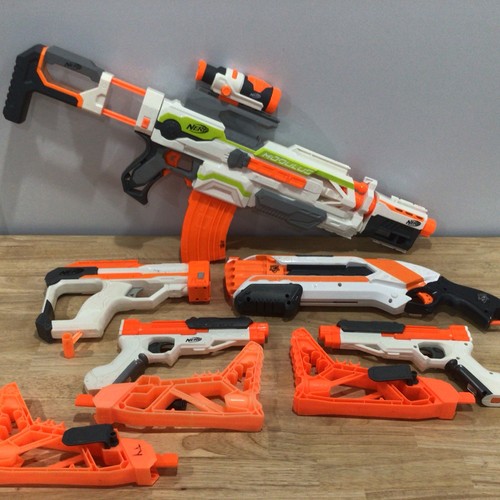 5-Nerf Guns, Modulus, Roughcut 2x4, 2-Sharpfires w/holsters, 61031 Gun, Holster - Picture 1 of 10