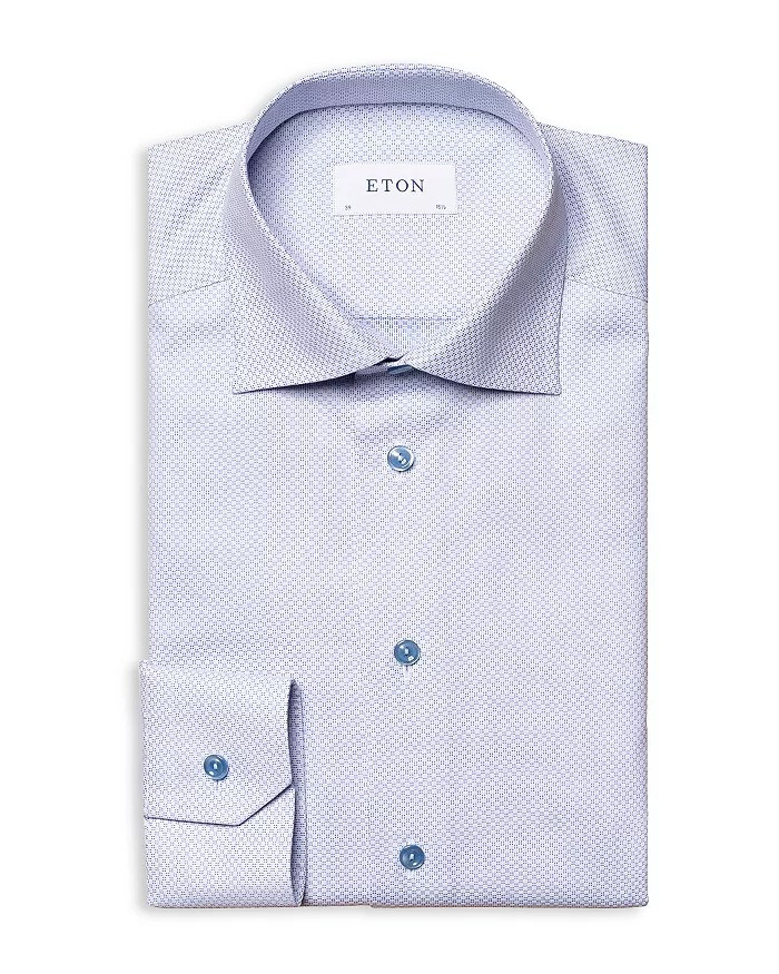 Итонская мужская приталенная рубашка из парчи светло-пастельно-голубого цвета, размер EU38 US15