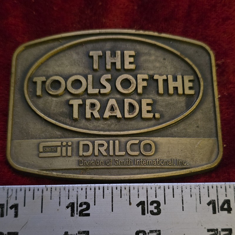 DRILCO Men’s Oil Field Tools Advertising Metal Belt Buckle Antique Finish 1.5 in