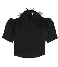 bar III Womens Lace-Applique Off-Shoulder Dress, deepblk, S