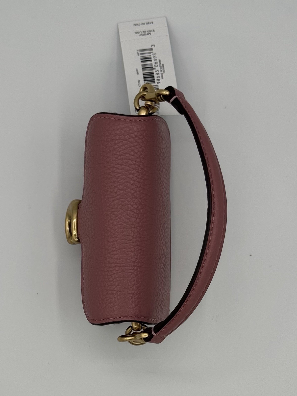 💞NEW Coach👛Tabby Bag Charm👛Pebble Leather✨Chain Strap✨Peony Pink CZZ00 thumbnail 9